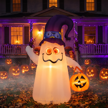 6 FT Halloween Inflatable Cute Ghost with Jack-O-Lantern