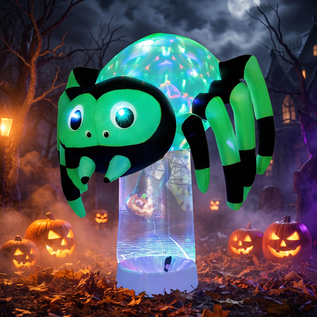 6 FT Halloween Inflatable Spider with Rotating Light