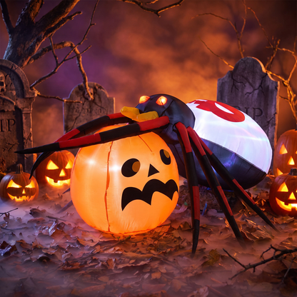 5 FT Halloween Inflatable Spider with Pumpkin