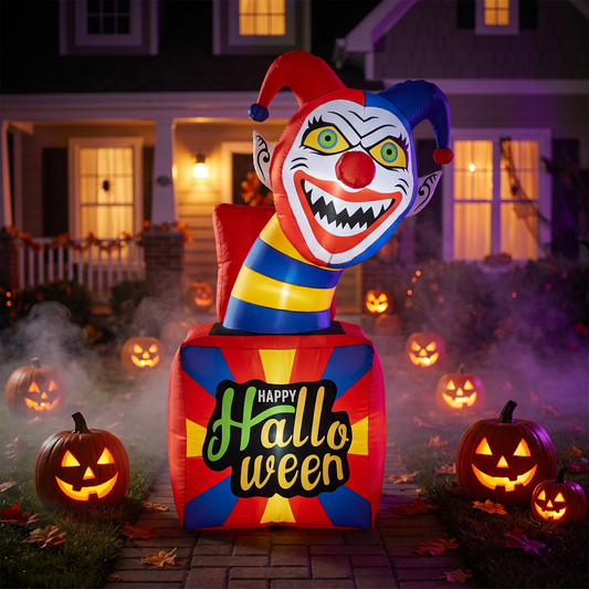 5 FT Halloween Inflatable Circus Clown in a Box