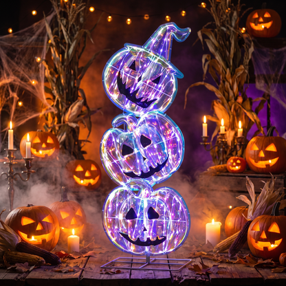 3.4 FT Halloween Light Up Stacked Pumpkins