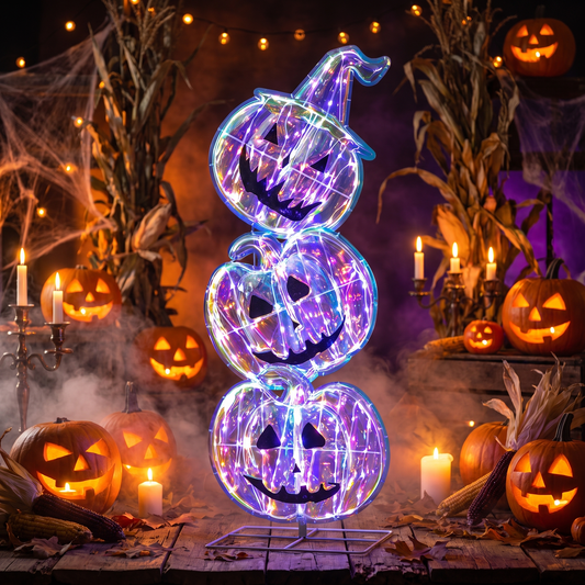3.4 FT Halloween Light Up Stacked Pumpkins