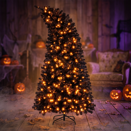 7 FT Pre-Lit Black Artificial Halloween Tree
