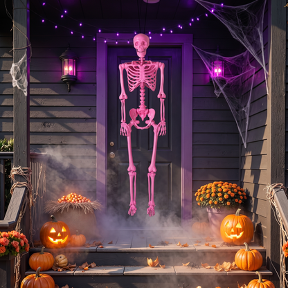 5.5 FT Halloween Pink Life-Size Poseable Skeleton