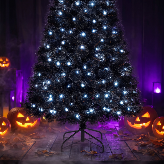 Pre-Lit Black Artificial Full Halloween Tree