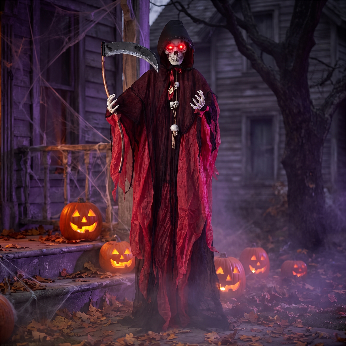 8 FT Halloween Animatronic Grim Reaper with Sickle