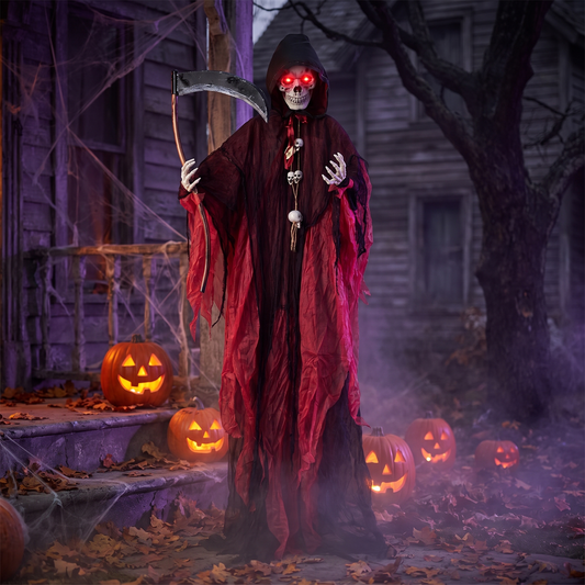 8 FT Halloween Animatronic Grim Reaper with Sickle