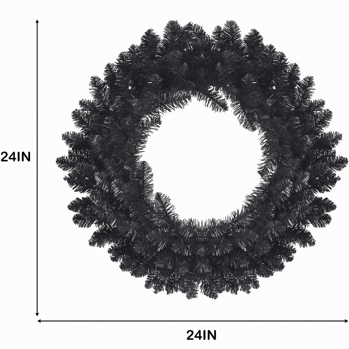 24 In Black Pre-Lit Halloween Wreath, Purple LEDs
