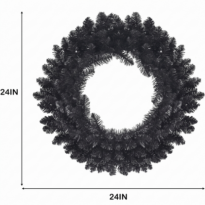 24 In Black Pre-Lit Halloween Wreath, Purple LEDs
