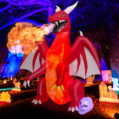 8 Ft Inflatable Fire Dragon Yard Decoration
