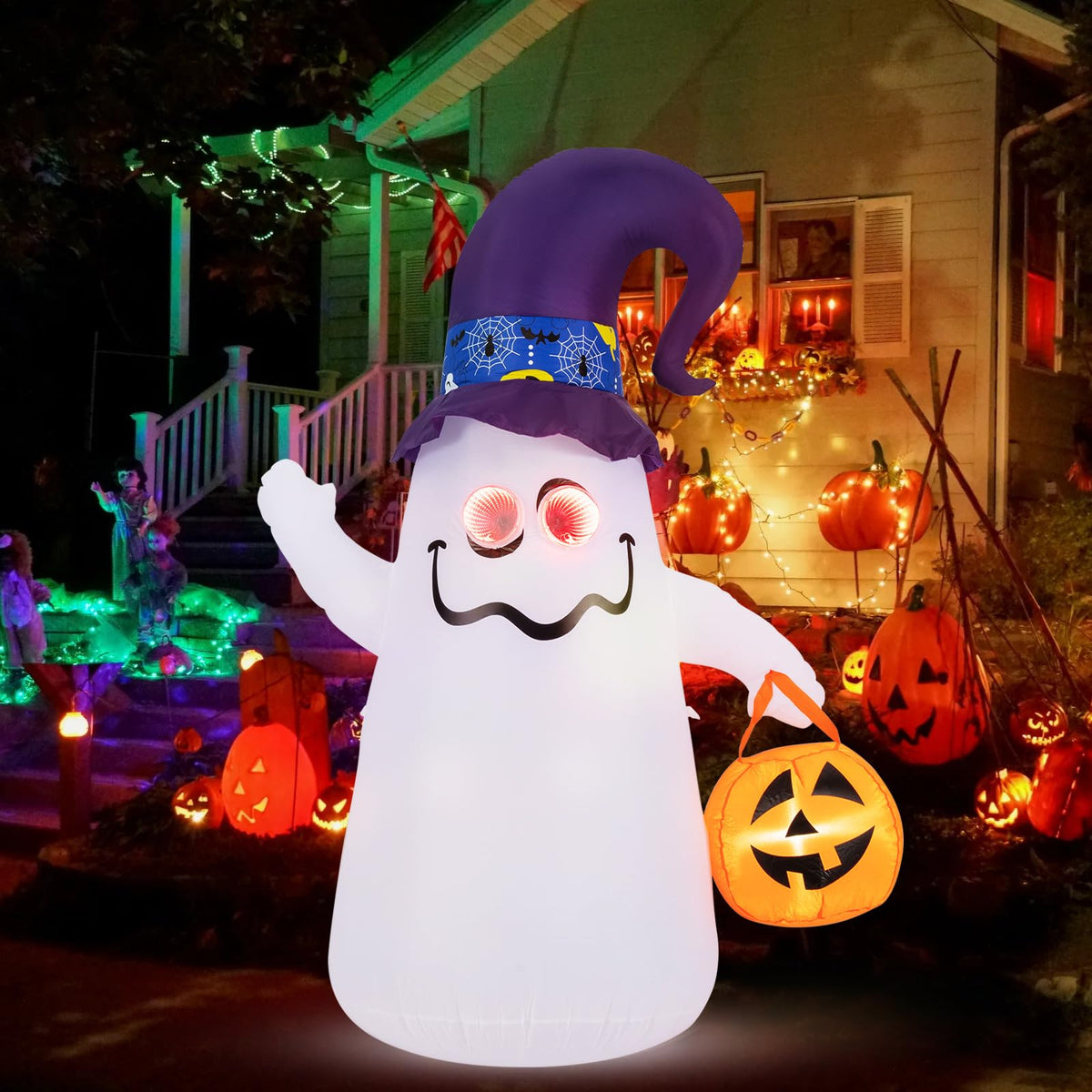 6 Ft Inflatable Ghost with Jack-O-Lantern