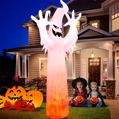 12 Ft Inflatable Ghost with Flame Light Effect