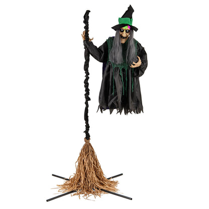 7 Ft Witch on Broom Animatronic Halloween Prop