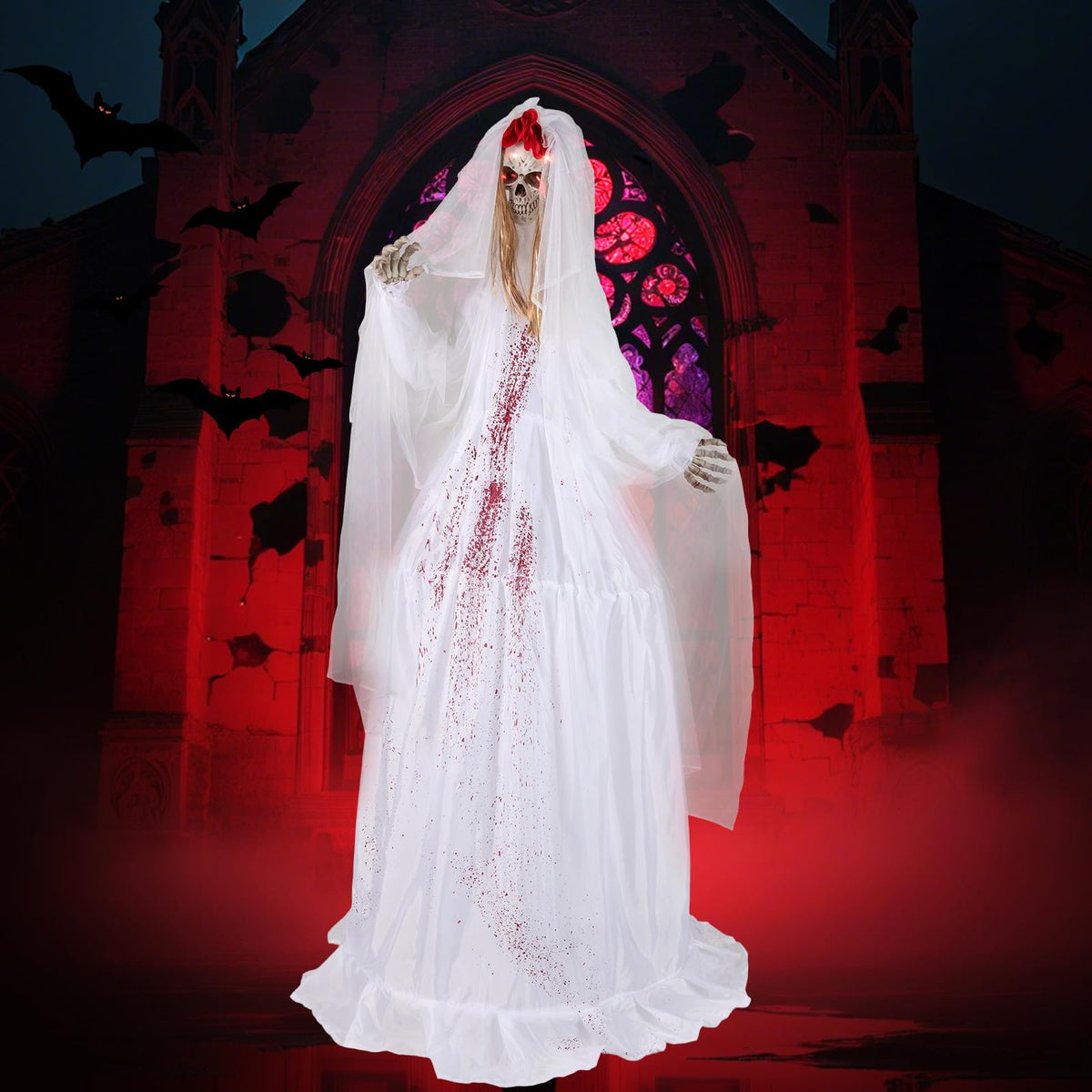 7.2 Ft Animatronic Skeleton Bride and Groom
