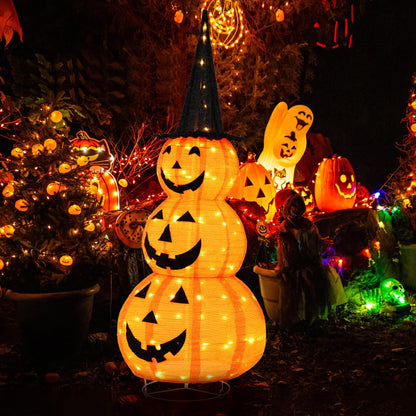 5 Ft Light Up Stacked Pumpkin Yard Decoration