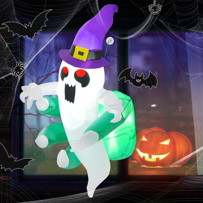 3.6 Ft Inflatable Window Ghost with LED Lights