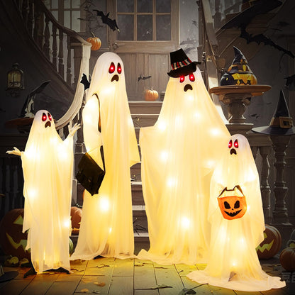 Light Up Ghost Family, 4 Piece Halloween Set