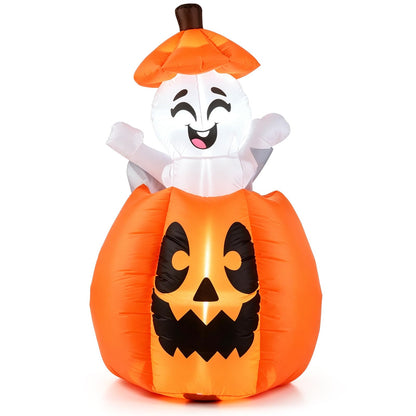 5 Ft Animated Inflatable Pumpkin With Rising Ghost