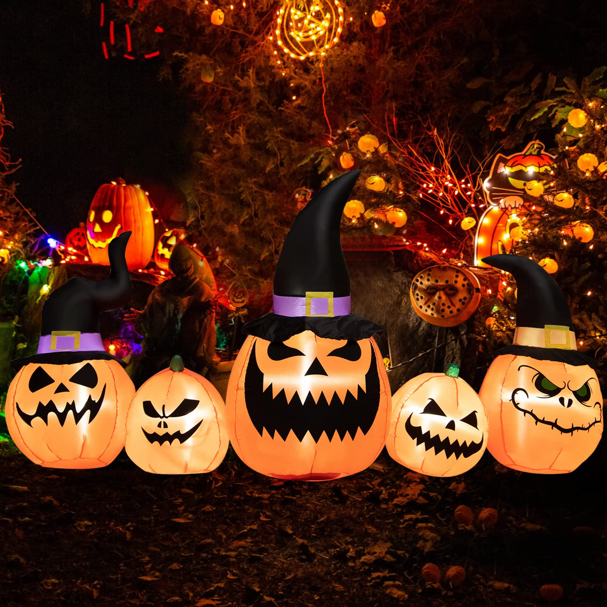 8 Ft Inflatable Pumpkin Family with LED Lights