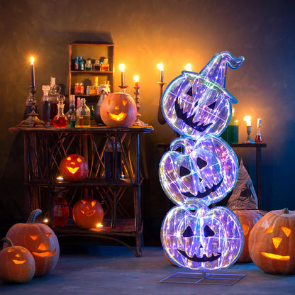 3.4 Ft Light Up Stacked Pumpkins, 150 LEDs