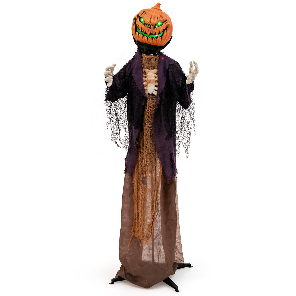 5.6 Ft Animated Pumpkin Scarecrow with Glowing Eyes