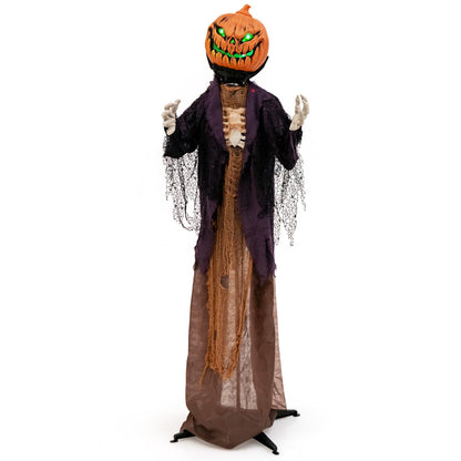 5.6 Ft Animated Pumpkin Scarecrow with Glowing Eyes