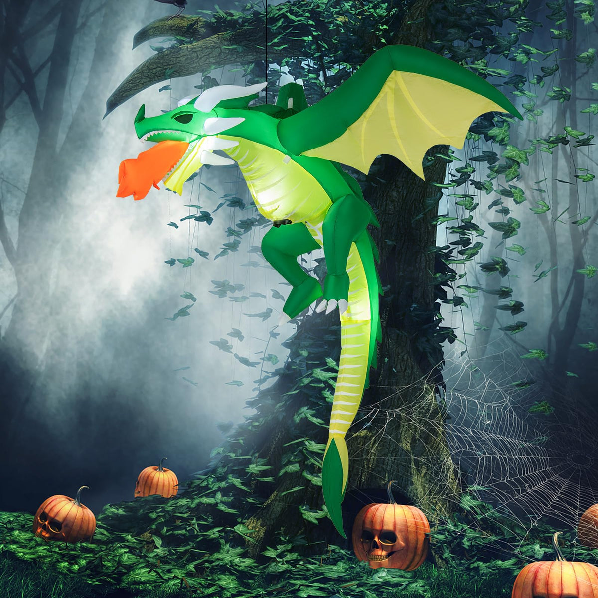 5.2 Ft Hanging Inflatable Dragon with LED Lights