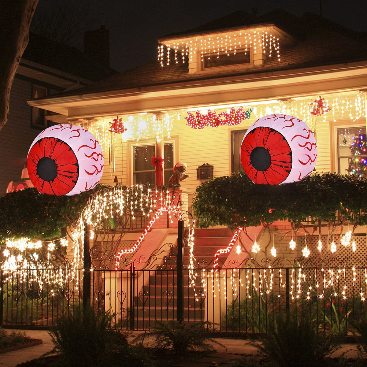 3 Ft Inflatable Light Up Eyeballs, 2 Pack