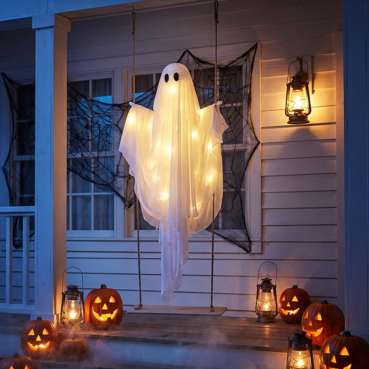 5 Ft Hanging Swing Ghost with LED Lights