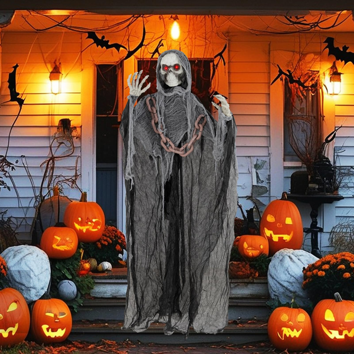 6.4 Ft Animated Grim Reaper with Chain