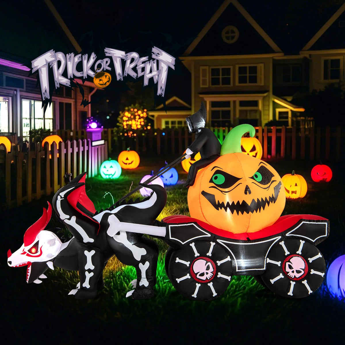 9 Ft Inflatable Reaper Pumpkin Carriage Decor