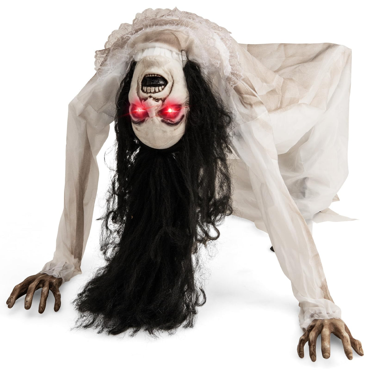 Animated Crawling Zombie Woman Halloween Prop
