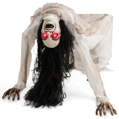 Animated Crawling Zombie Woman Halloween Prop