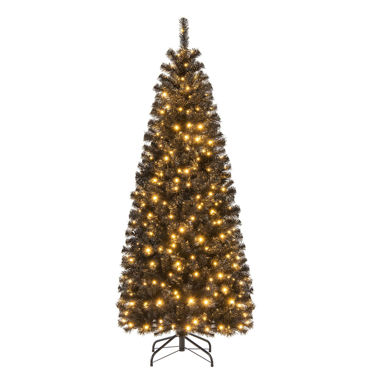 6 Ft Pre-Lit Black Pencil Tree, 280 LED Lights