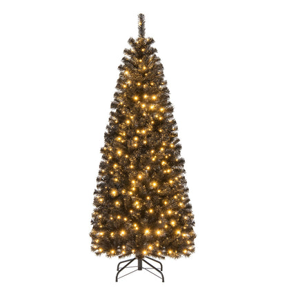 6 Ft Pre-Lit Black Pencil Tree, 280 LED Lights