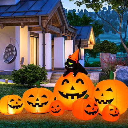 7.5 Ft Inflatable Pumpkin with Witch and Cat