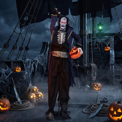 6 Ft Animated Vampire Pirate with Pop-Up Head