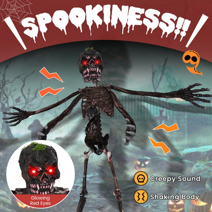 6 Ft Hanging Animated Zombie with Red Eyes