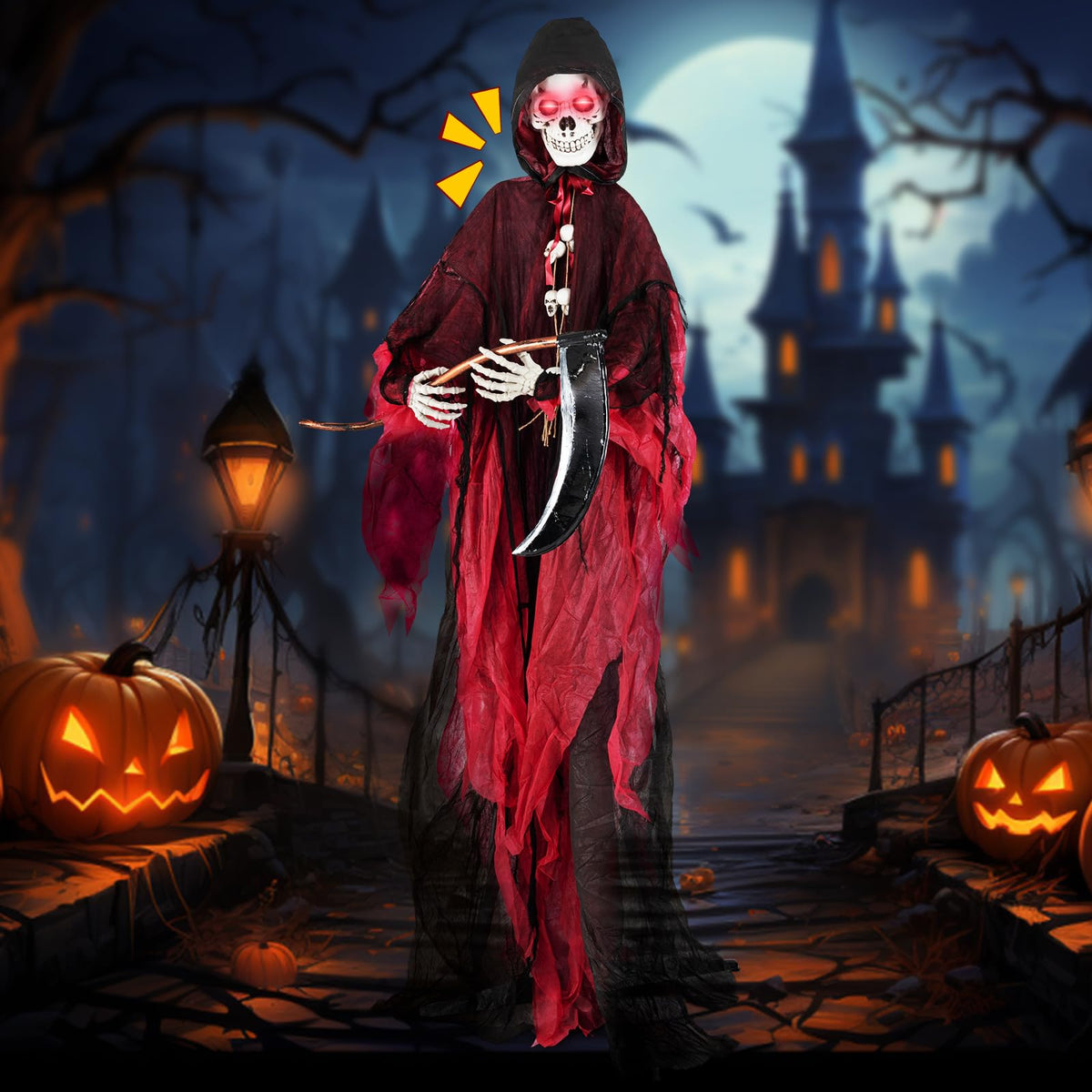 8 Ft Animated Grim Reaper with Sickle