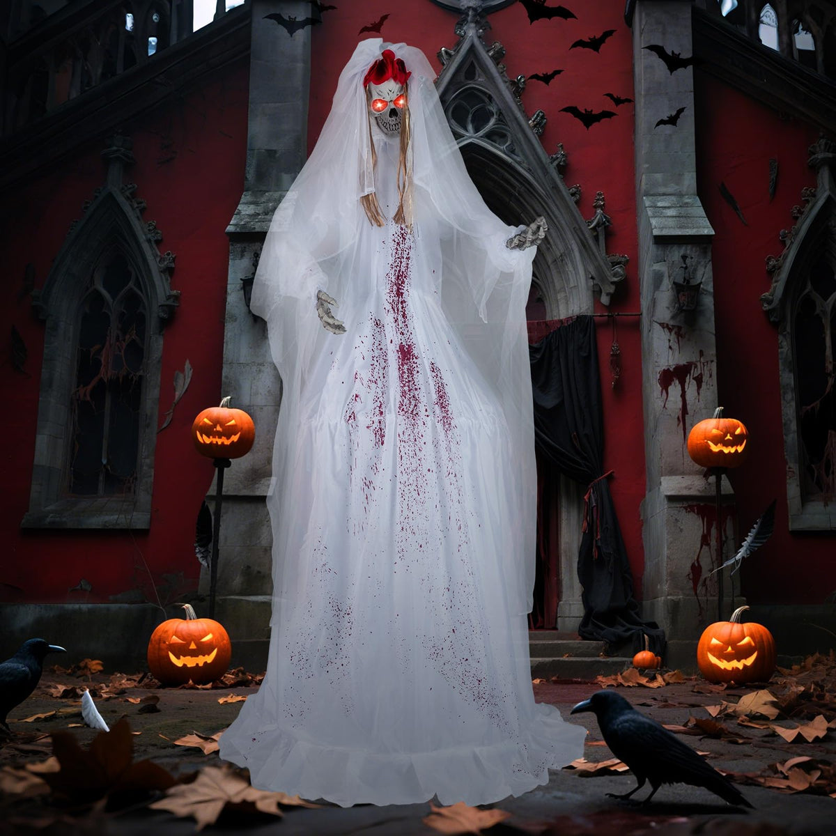 7.2 Ft Animatronic Skeleton Bride and Groom