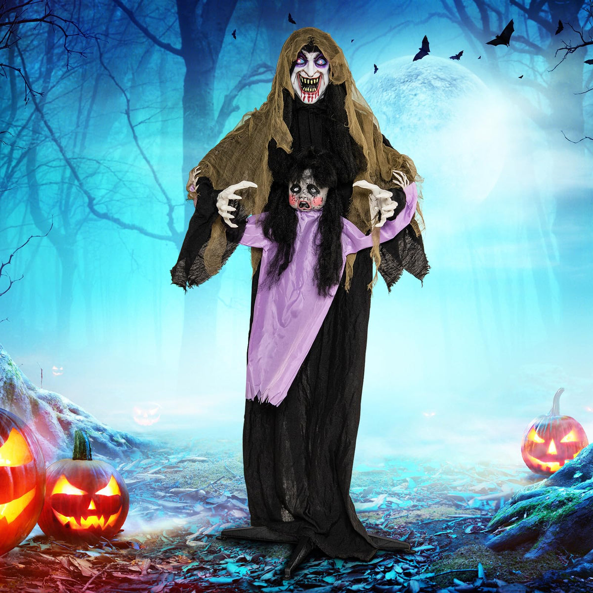 5.6 Ft Animated Vampire with Doll and LED Eyes