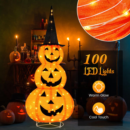 5 Ft Light Up Stacked Pumpkin Yard Decoration