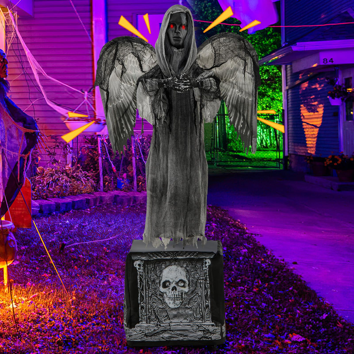 5.5 Ft Animated Praying Angel with Light-Up Eyes