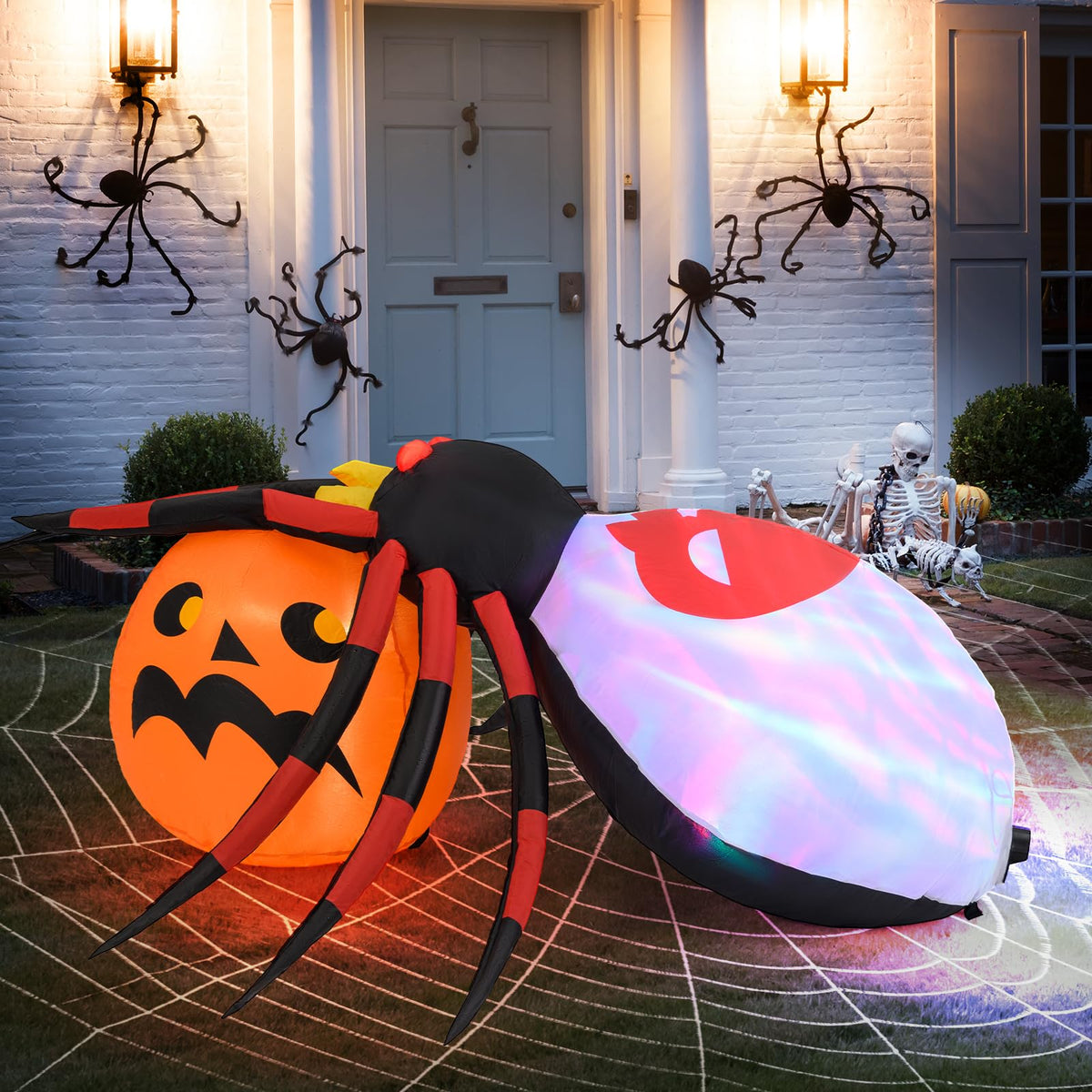 5 Ft Inflatable Spider on Pumpkin Yard Decoration