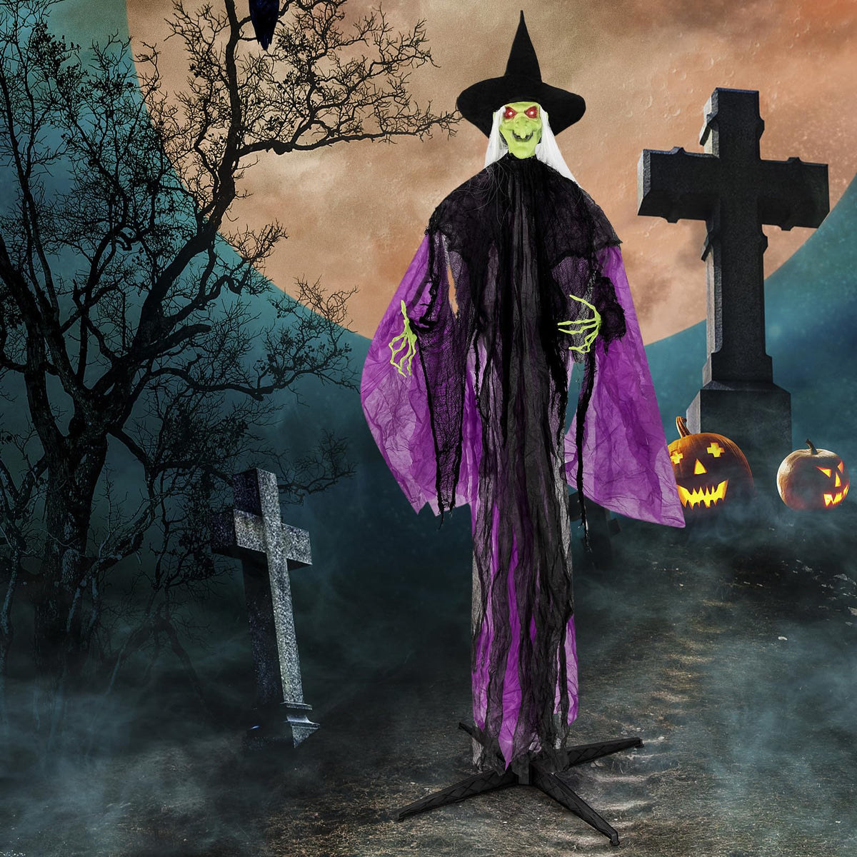 7.2 Ft Animated Standing Witch with Lit Eyes