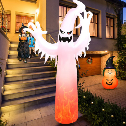 12 Ft Inflatable Ghost with Flame Light Effect