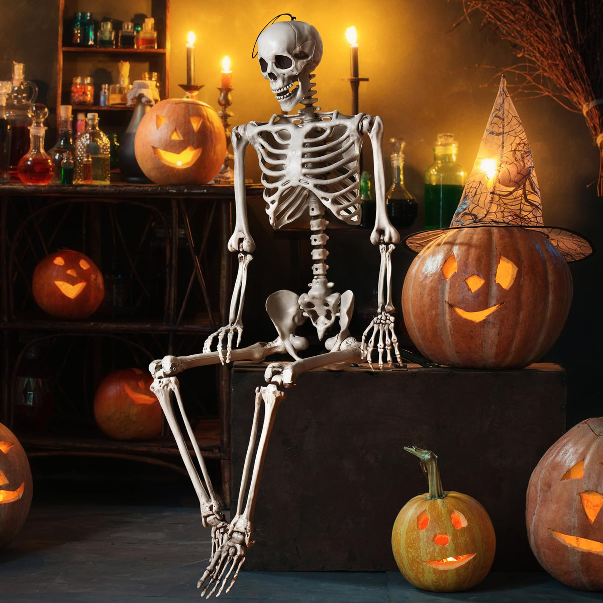 5.4 Ft Life Size Posable Halloween Skeleton