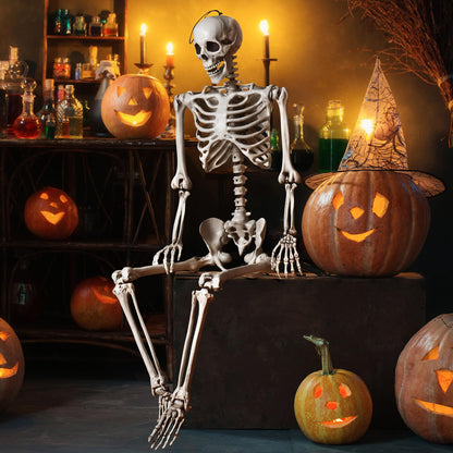 5.4 Ft Life Size Posable Halloween Skeleton