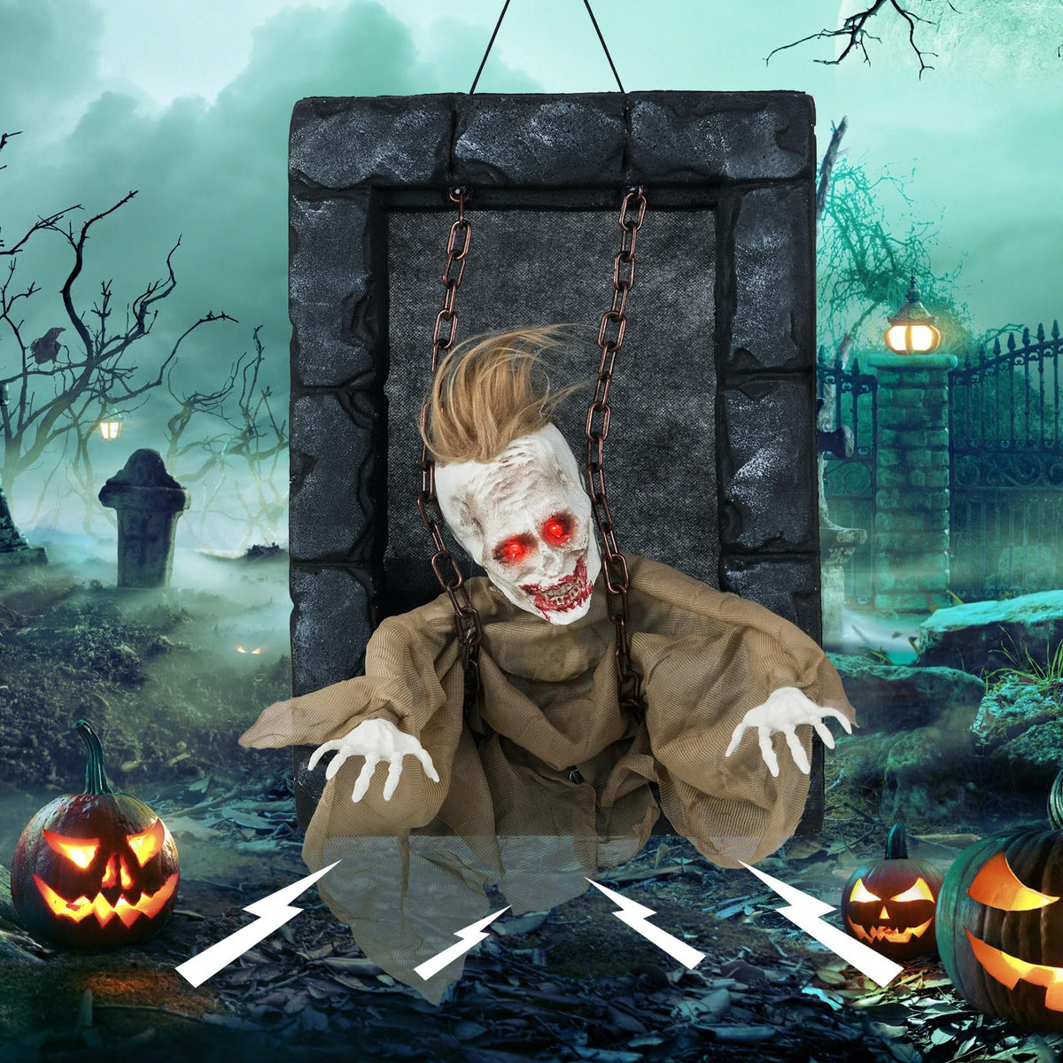 18 In Animated Hanging Zombie Prisoner Prop