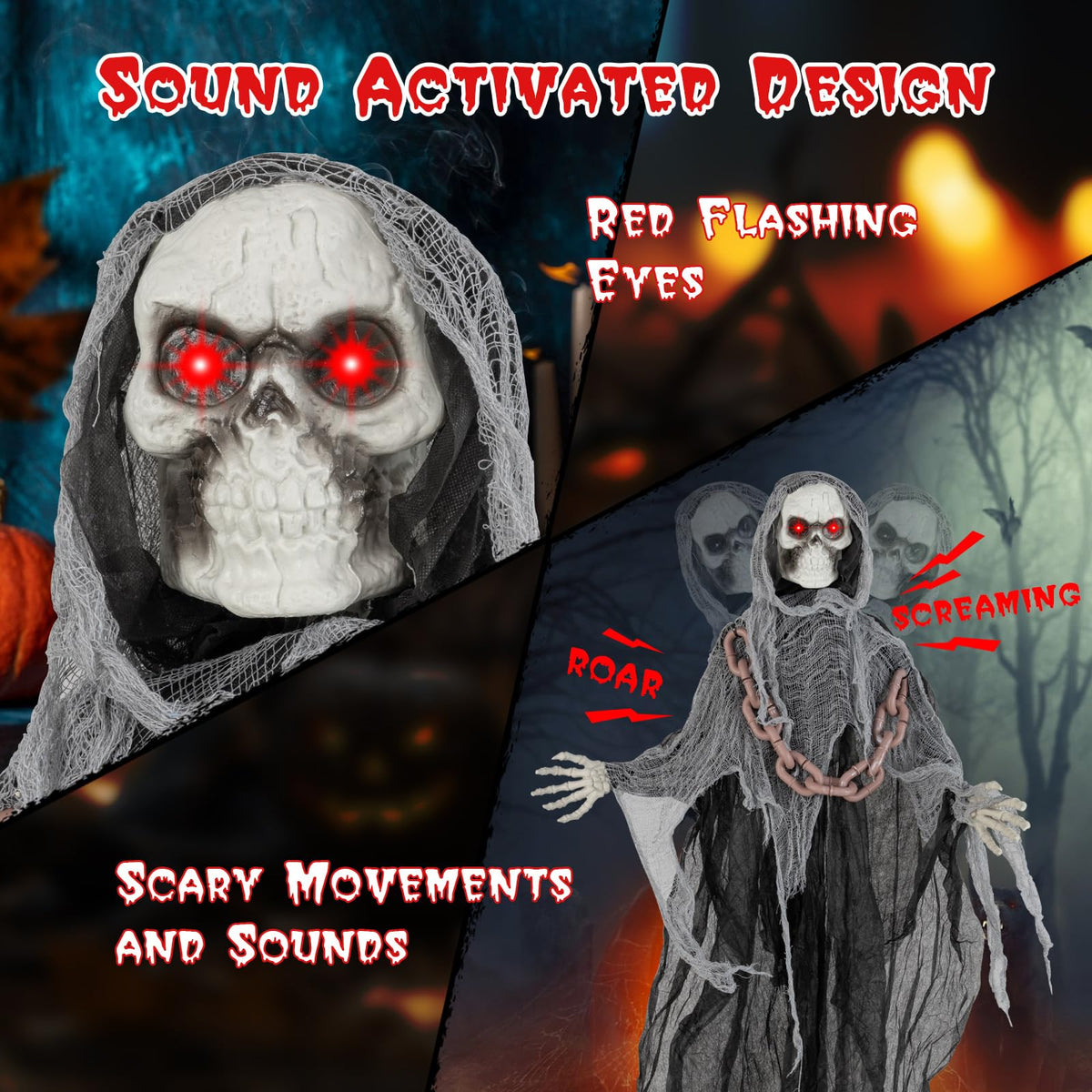 6.4 Ft Animated Grim Reaper with Chain